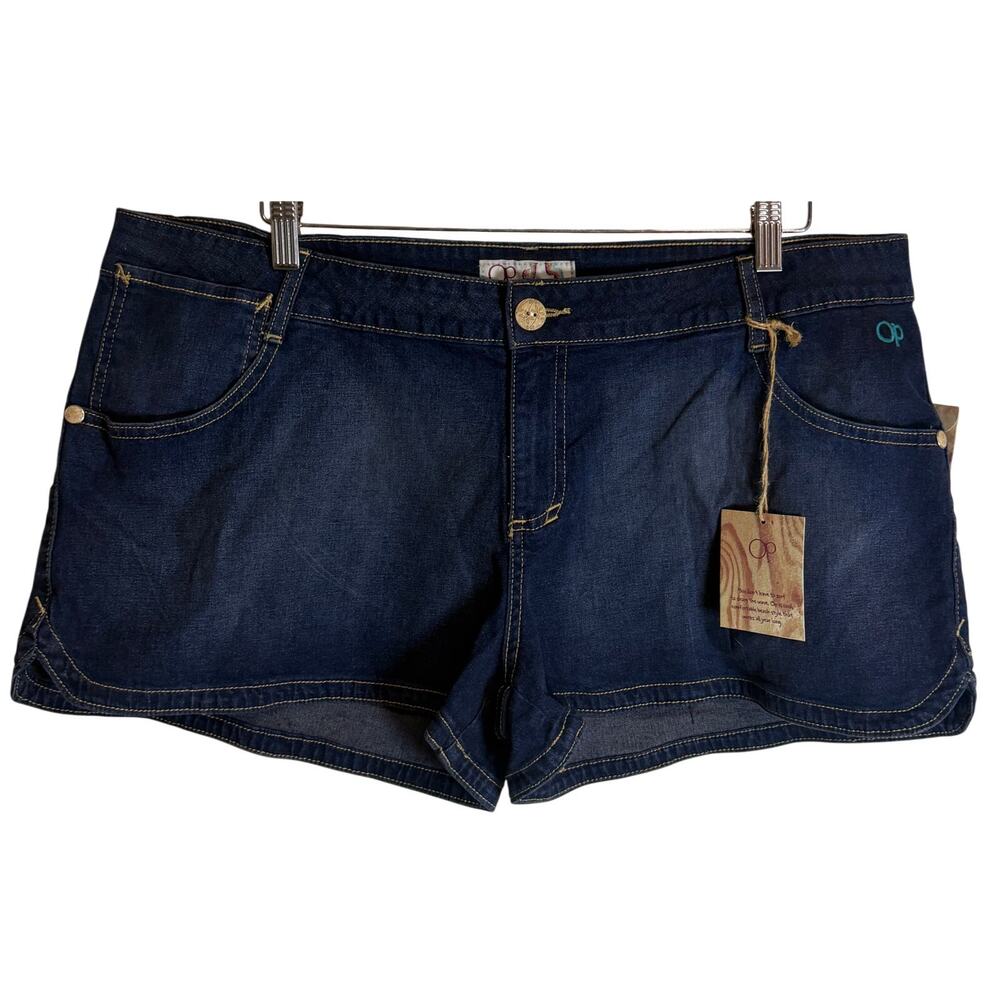OP Ocean Pacific Denim Shorts Womens Size 19 Dark Wash Stretch Casual Surf
